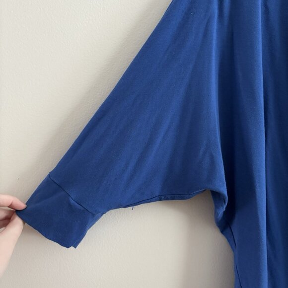 Eileen Fisher Women S Blue Jersey Stretch Draped Cowl Neck Dolman Sleeve Top - Picture 4 of 8